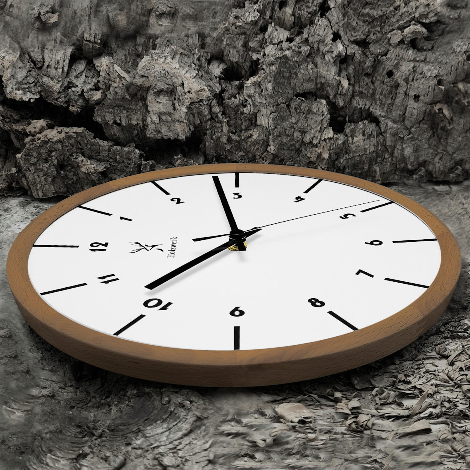 WANDUHR Holz Designer NÜRNBERG Loft Wand Uhr, braun, weiß - Schwarz/Braun, Holz/Metall (32/32/2cm) - Holzwerk