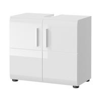 WASCHBECKENUNTERSCHRANK weiß Hochglanz, Badezimmer Unterschrank 60 cm - Chromfarben/Weiß Hochglanz, Holzwerkstoff/Kunststoff (60/54/32cm) - Inn.Furn