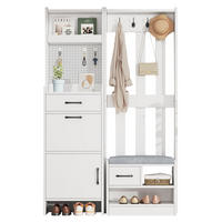 GARDEROBE 110/175,5/35 cm Weiß aus Spanplatte mit Schuhbank - Weiß, Holzwerkstoff (35/175.5/110cm) - OKMYHOME