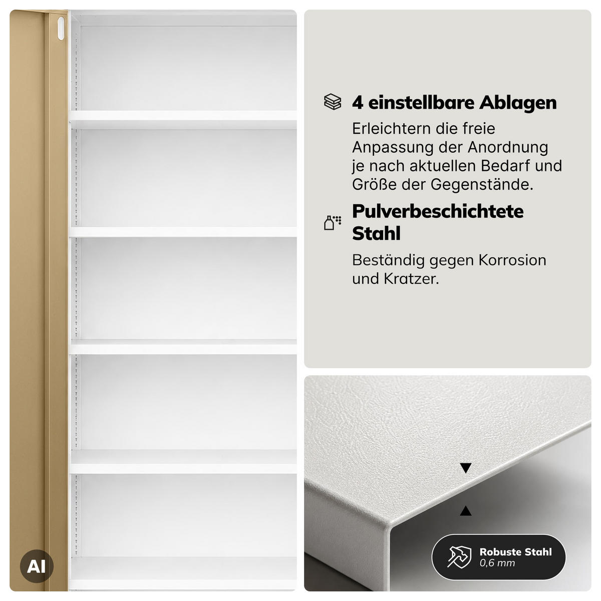 BÜROSCHRANK mit Zahlenschloss DANIEL 185x90x40 cm - Nussbaumfarben/Weiß, Metall (90/185/40cm) - Jan Nowak