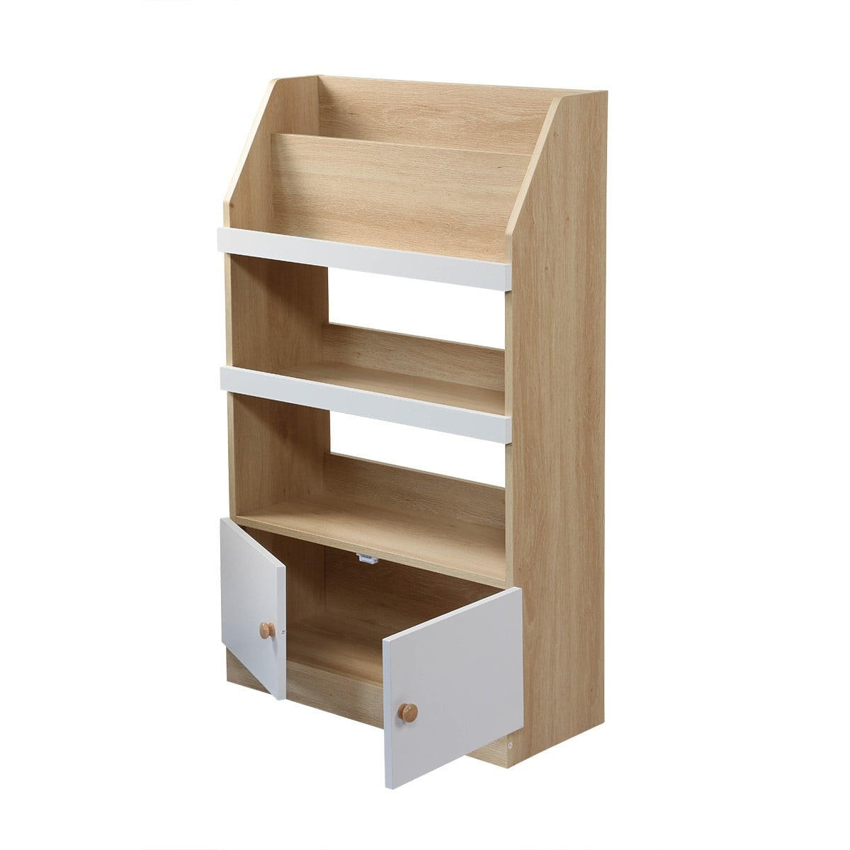 AUFBEWAHRUNGSREGAL mit 2 Türen für Kinder 106/25,5/62,8 cm - Eschefarben, Holzwerkstoff (25.5/106/32cm) - Calicosy