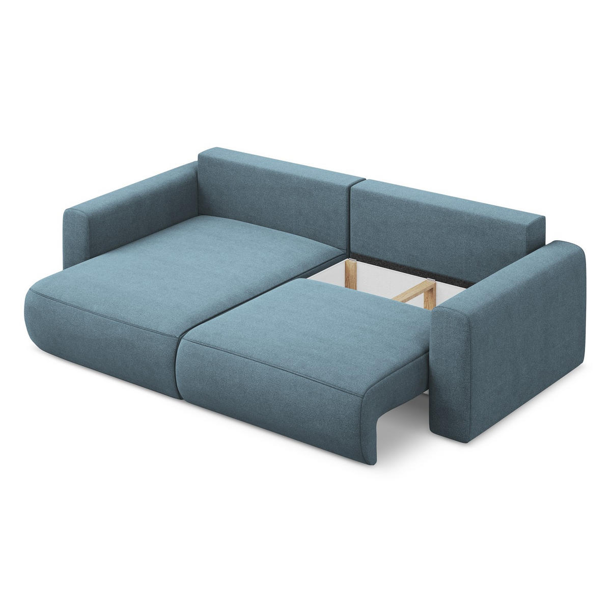 ECKSOFA mit Schlaffunktion Strukturstoff Stoff Blau - Blau/Schwarz, Kunststoff/Textil (149/240cm) - LaMiaSofa