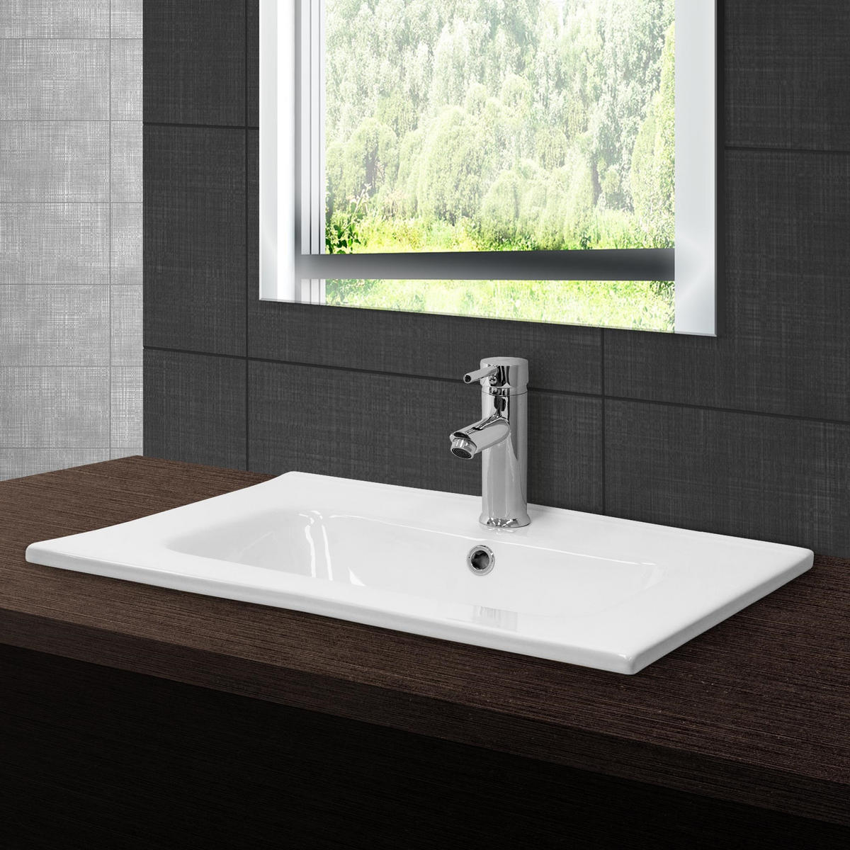 WASCHBECKEN - Weiß, Keramik (46/16.5/61cm) - ML-DESIGN