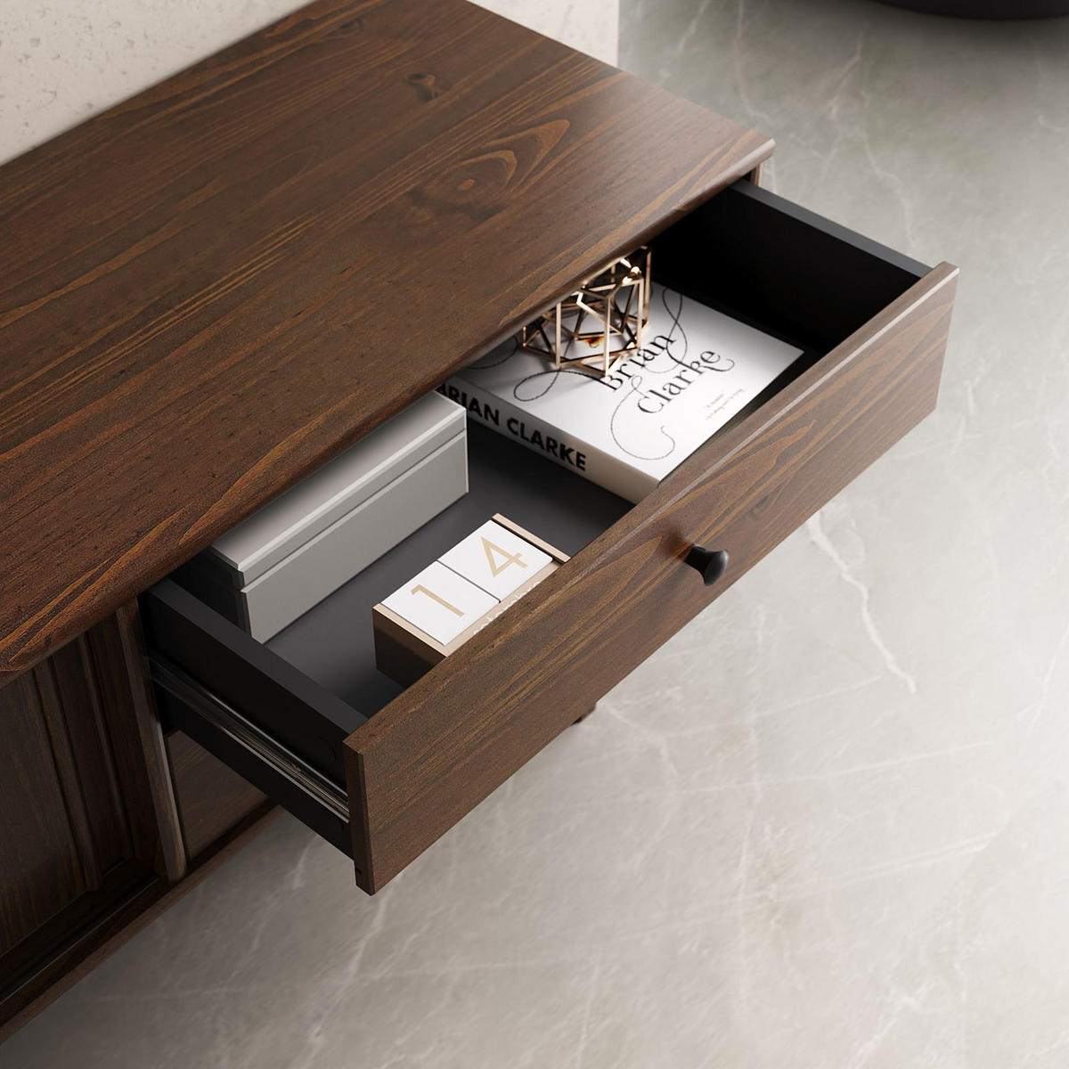 LOWBOARD SIMONA nussbaum - Nussbaumfarben, Holz (175/52/41cm) - IDIMEX