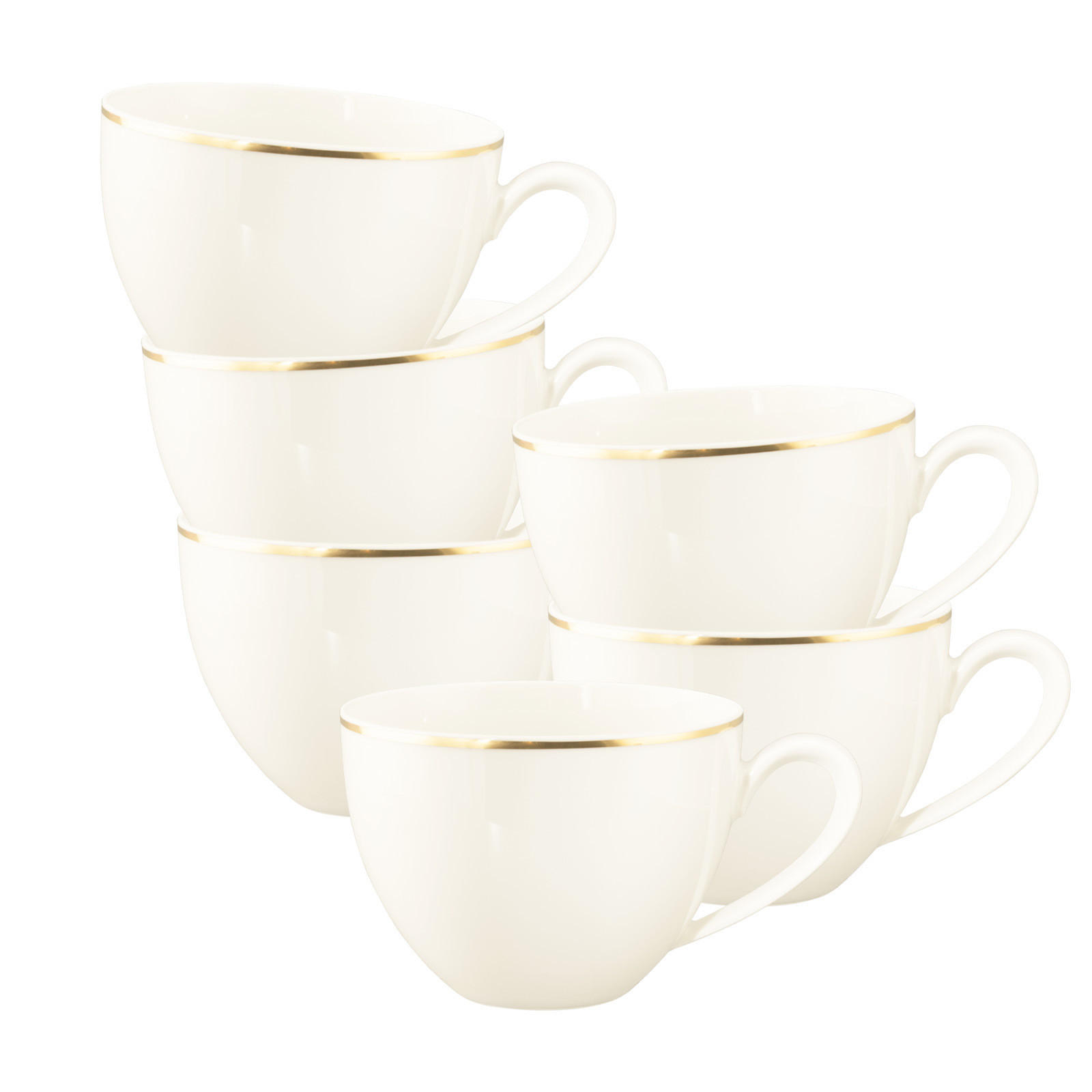MILCHKAFFEETASSEN Savona Goldlinie creme 340 ml 6er Set - Creme, Keramik (340L) - Seltmann Weiden