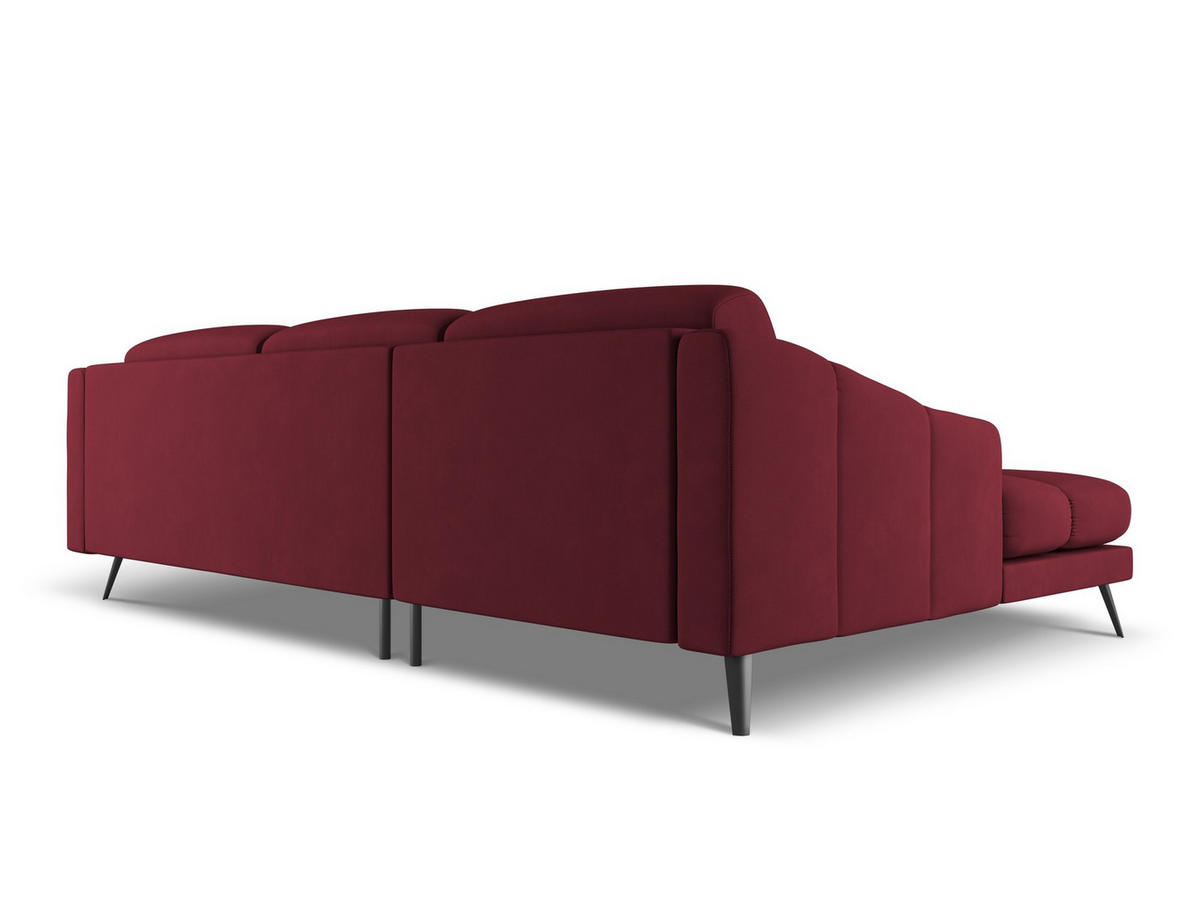ECKSOFA Links Chenille Stoff Rot - Rot/Weinrot, Textil/Metall (160/264cm) - Makamii