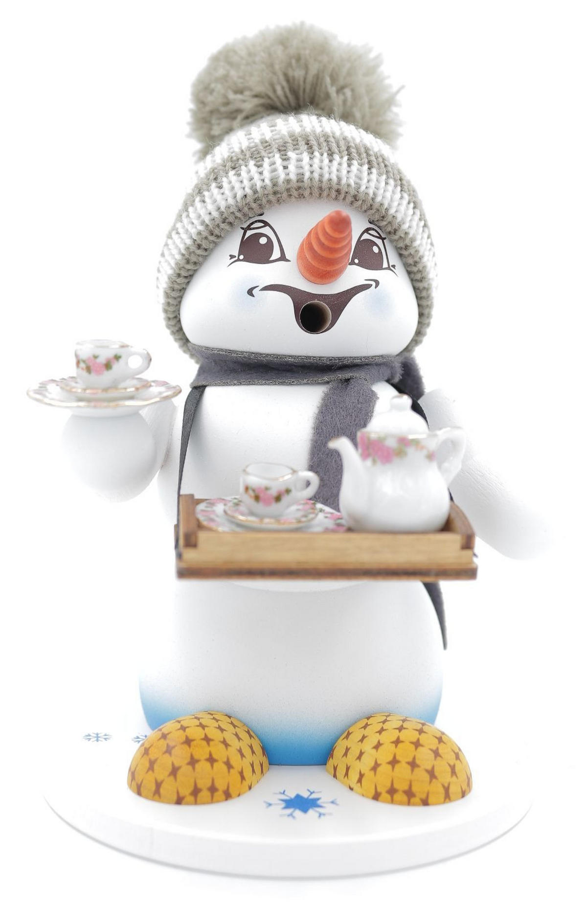 RAUCHFIGUR Schneemann Weiß Bauchladen 19 cm - Multicolor, Holz (15/19/0.1cm)