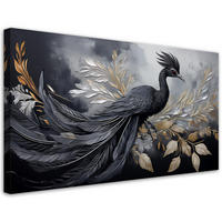 LEINWANDBILD Pfauenvögel, Tiere, Glamour 80x40cm - Schwarz, Textil (80/40cm) - Feeby