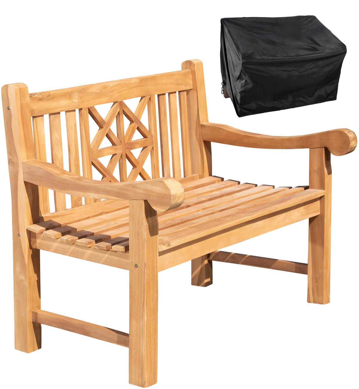 TEAKBANK Holzbank 120 cm mit Abdeckhaube Teak - Braun, Holz (120/92/72cm) - TPFGarden
