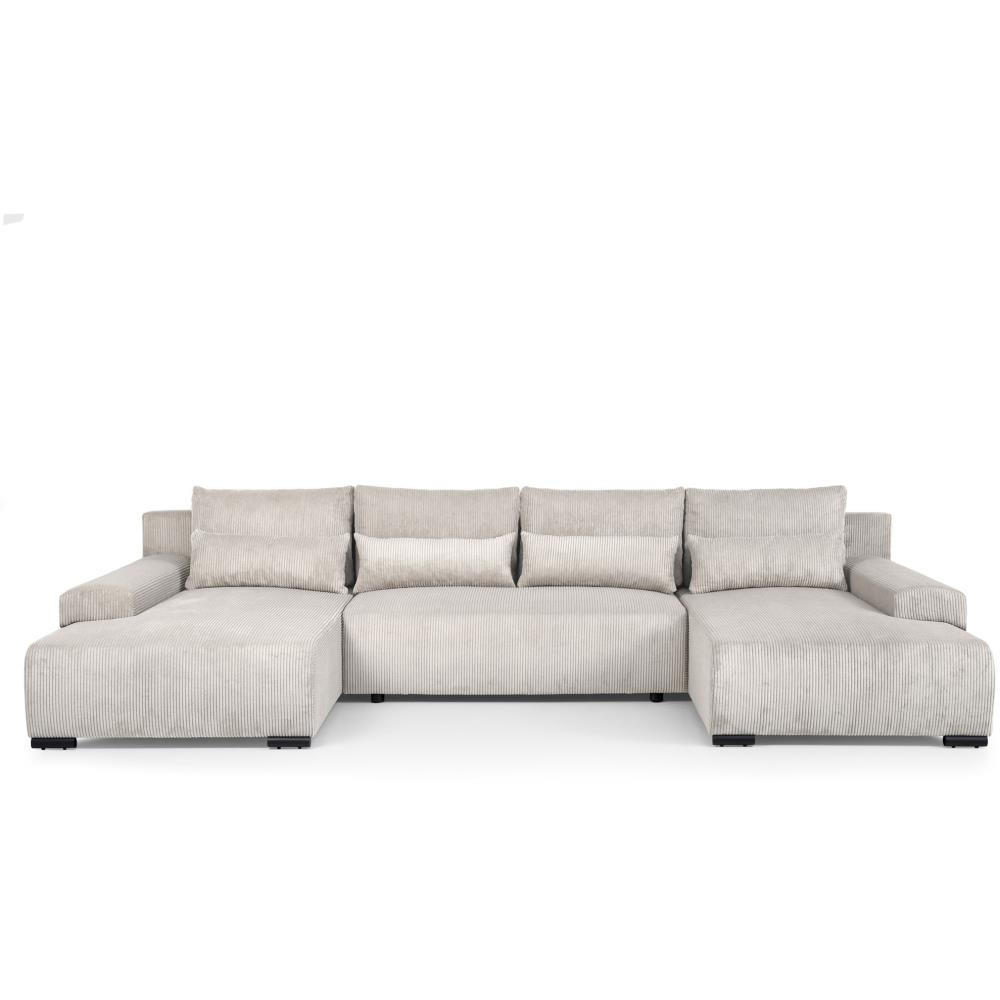WOHNLANDSCHAFT Benny U beige - Beige/Schwarz, Textil/Metall (350/85/186cm) - Beautysofa