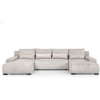 WOHNLANDSCHAFT Benny U beige - Beige/Schwarz, Textil/Metall (350/85/186cm) - Beautysofa