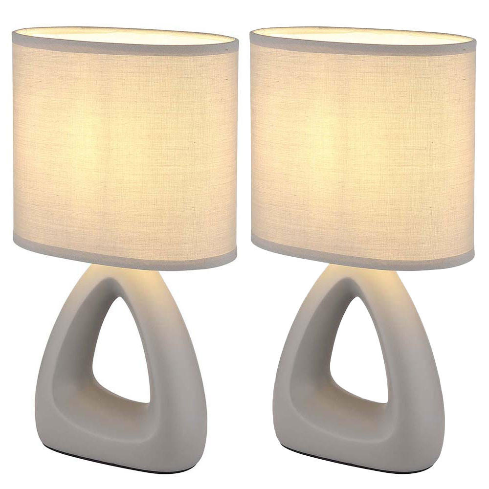 TISCHLEUCHTE Keramik Grau TRIANGLE 2er Set - Grau, Textil (17/10/30cm) - Globo Lighting