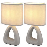 TISCHLEUCHTE Keramik Grau TRIANGLE 2er Set - Grau, Textil (17/10/30cm) - Globo Lighting