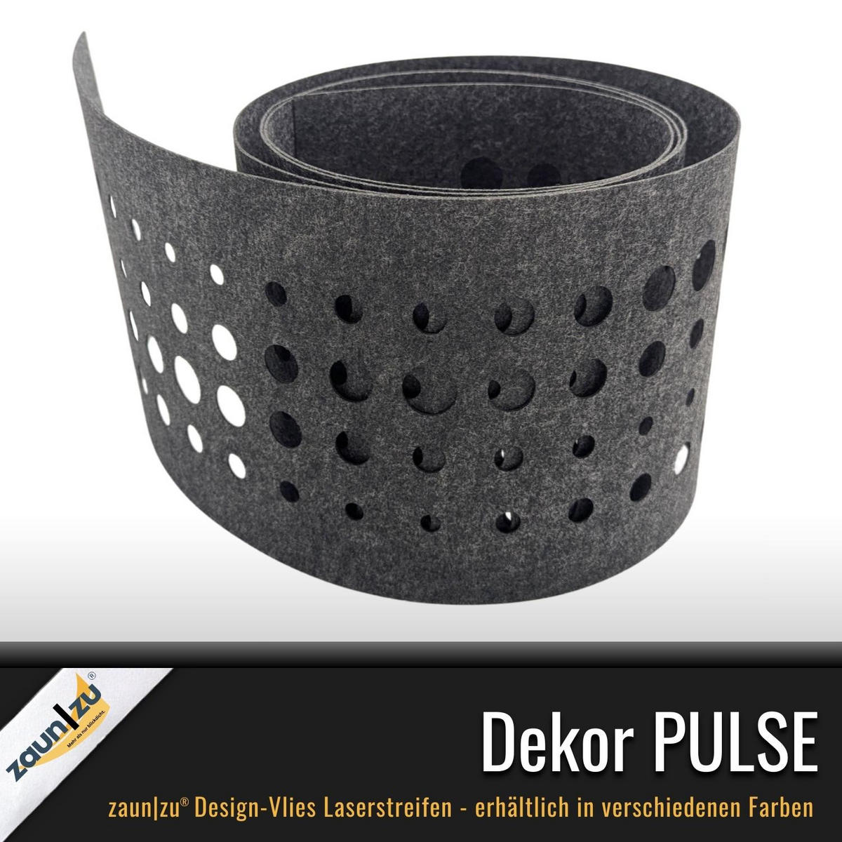 SICHTSCHUTZSTREIFEN Design Vlies Dekor Pulse Einzelstreifen Schwarzgrau 2,55m - Schwarz, Kunststoff (260/19cm) - ZAUN|ZU