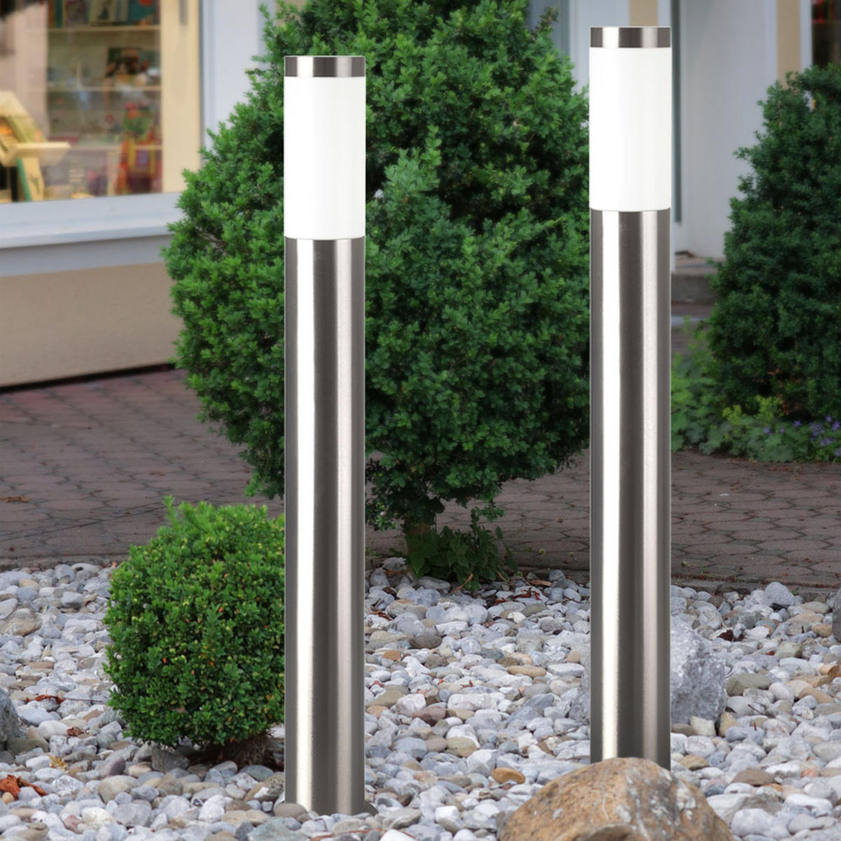 LED WEGELEUCHTE Edelstahl Silber 2er Set - Silberfarben, Metall (7.8/7.8/80cm) - Globo Lighting