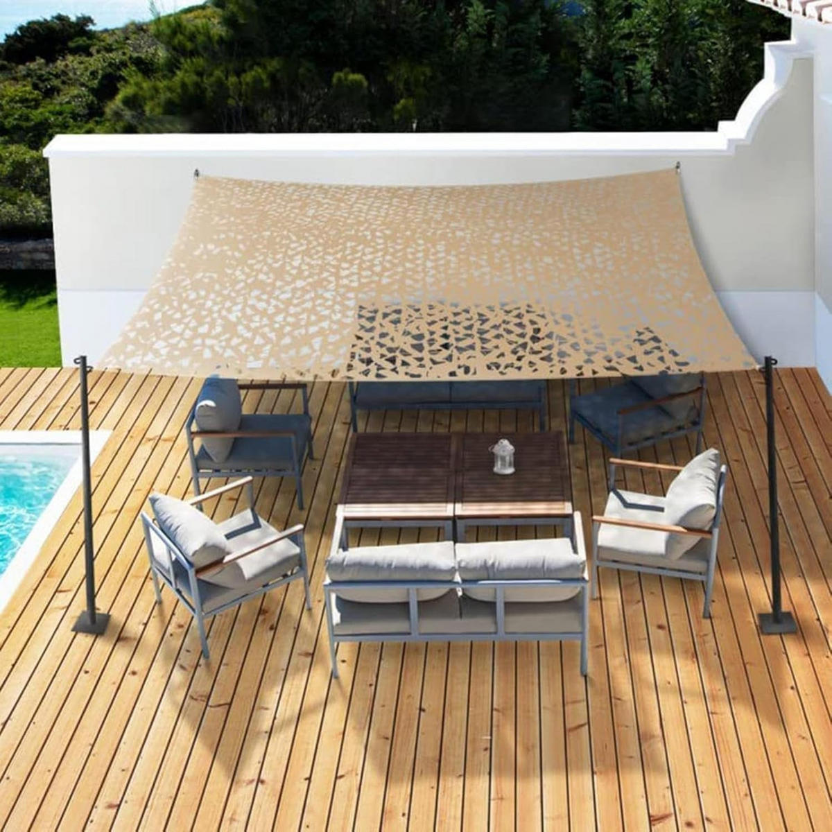 SONNENSEGEL Gelb 3x5m Tarnnetz Sonnenschutz - Gelb, Textil (500/300cm) - Weltevree
