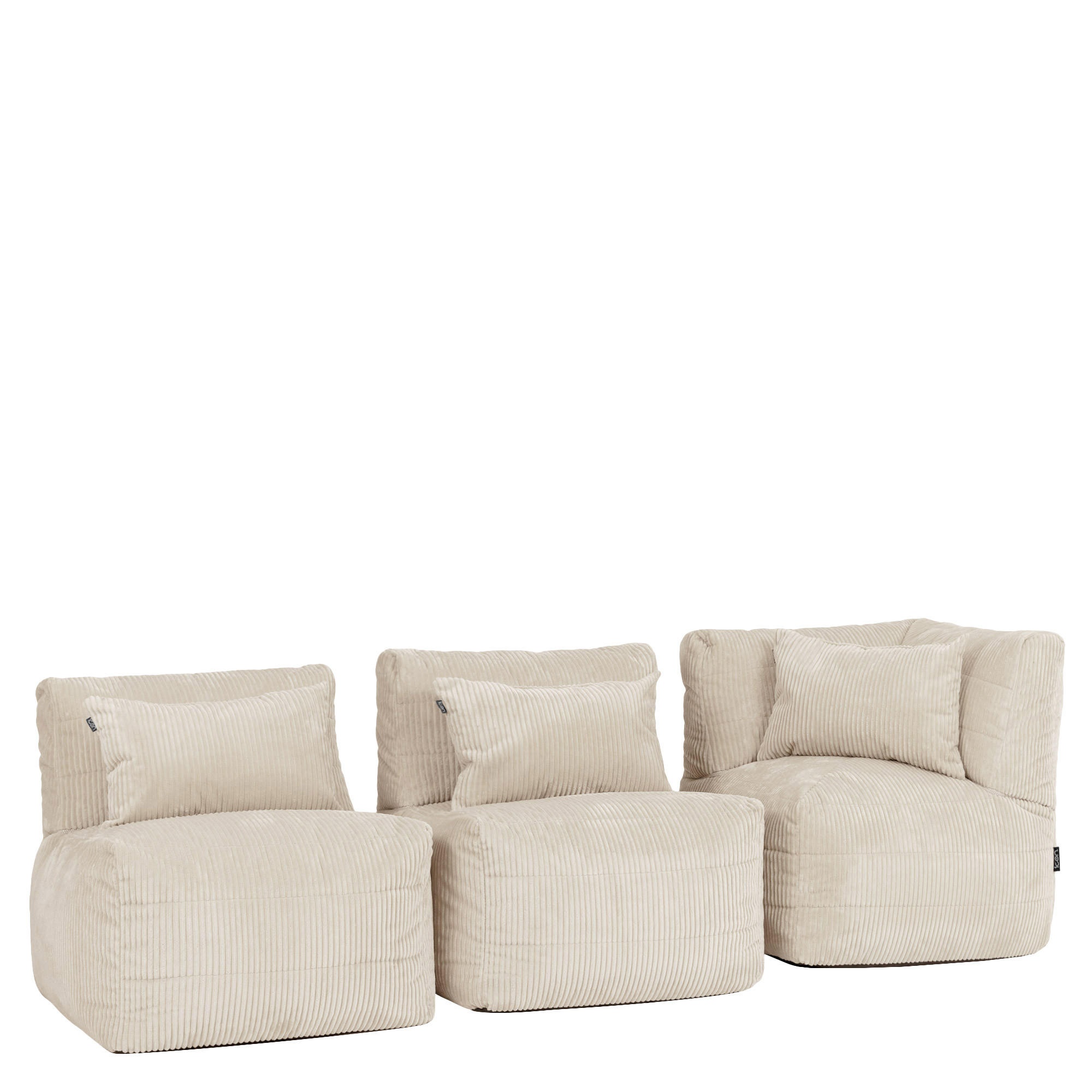 SITZSACK-SOFA 3-tlg. modular cord Noa - Beige, Textil (228/70/78cm) - icon