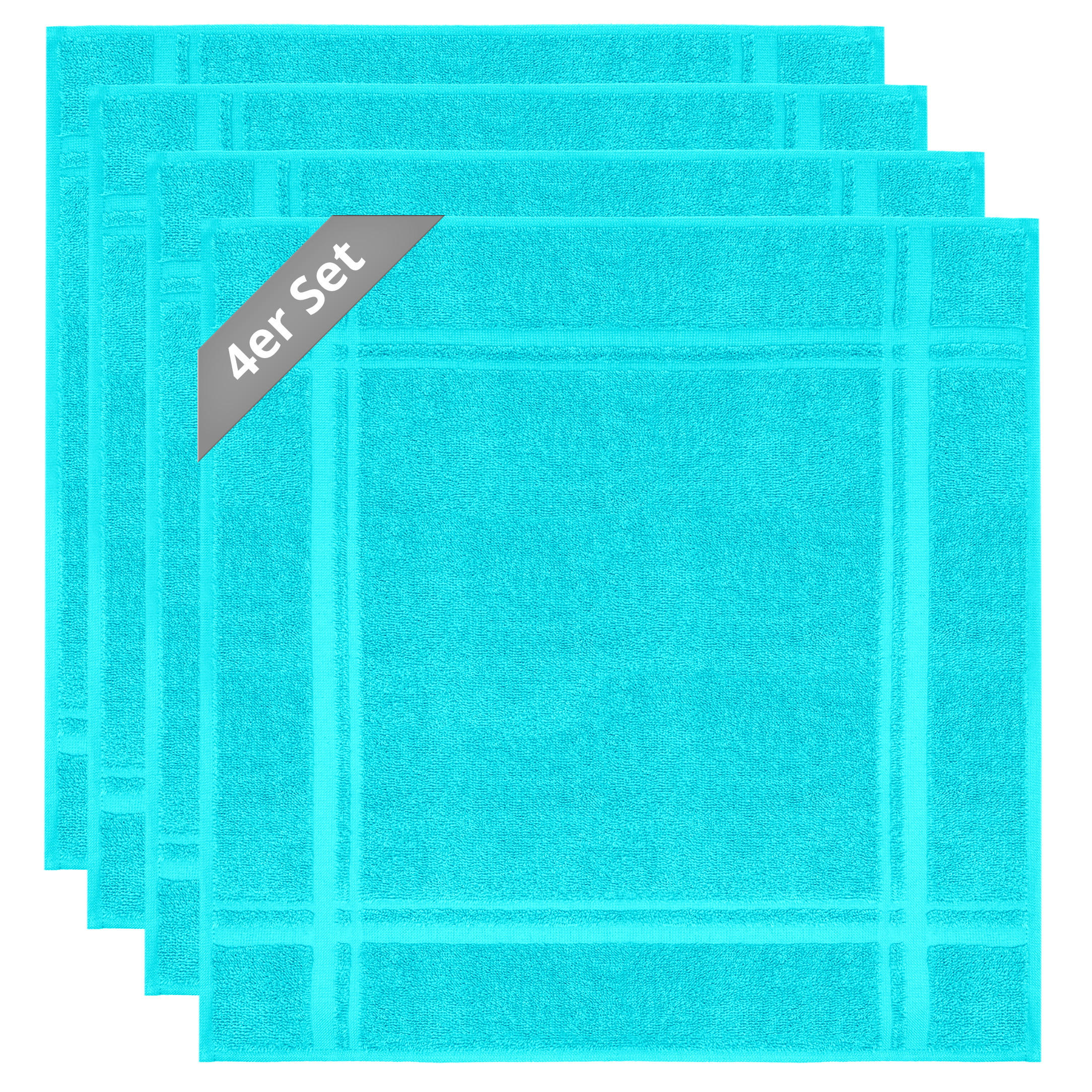 FROTTEE Küchenhandtücher 50x50 cm, 4er Set, Türkis - Türkis, Textil (50/50cm) - Lashuma