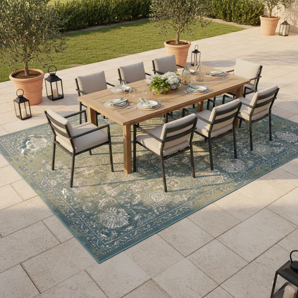 Thumbnail - Pergamon Indoor, Petrol, Textil, 140x200 cm, Teppiche & Böden, Teppiche, Outdoorteppiche