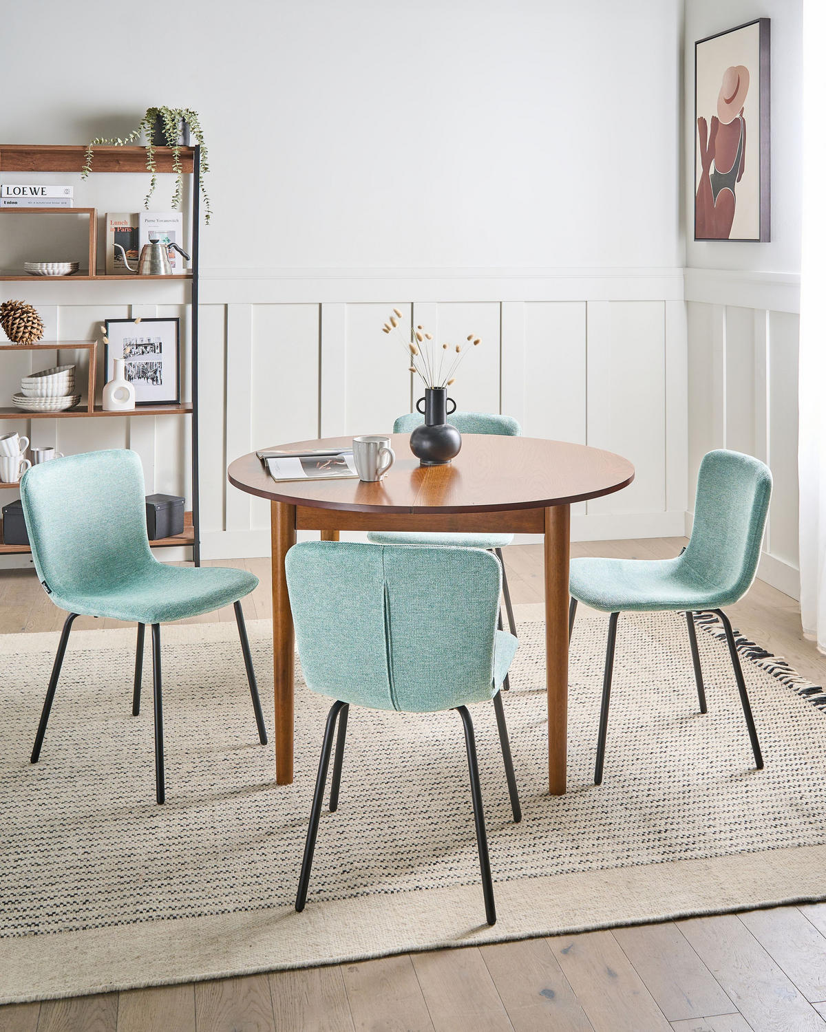 ESSZIMMERSTUHL 4er-Set Mintgrün Caldwell - Schwarz/Mintgrün, Textil (45/80/46cm) - Beliani