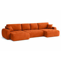 ECKSOFA Mit Schlaffunktion Und Bettkasten U-Form Ivo U, Veloursstoff Salvador, Braun - Braun, Holz (342/142cm) - Kaiser Möbel