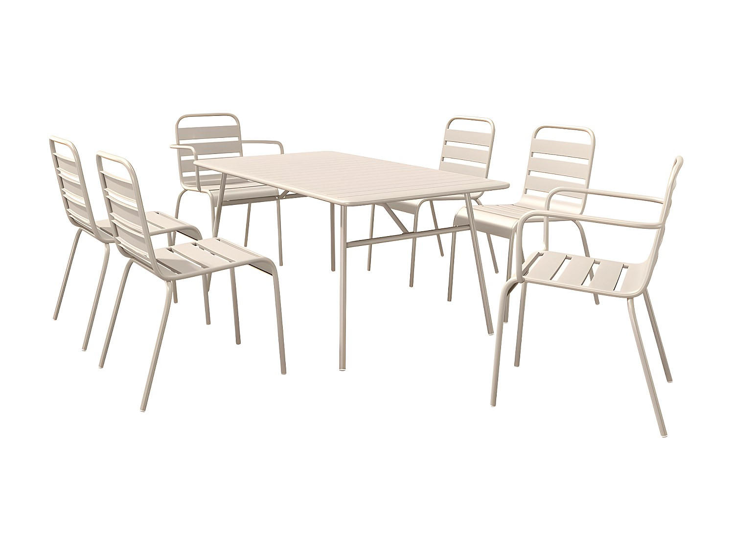 GARTENESSGRUPPE im Set - 6 Personen-Sitzer - Metall - Beige - - Beige, Metall - Vente-Unique