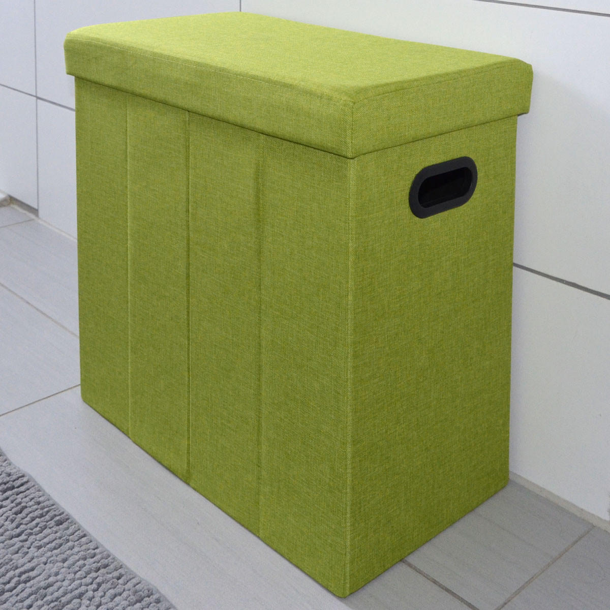 WÄSCHEKORB mit Deckel, 50/25/49 cm Grün - Grün, Textil (28/50/50cm) - Dunedesign