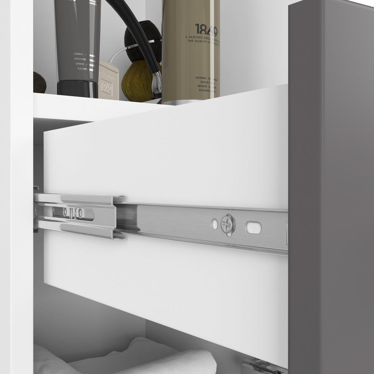 HOCHSCHRANK Weiß, Grau 30x30x140 cm - Silberfarben/Graphitfarben, Holzwerkstoff/Kunststoff (30/140/30cm) - Akord