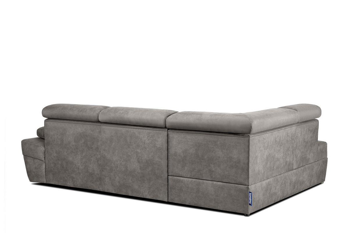 SCHLAFECKSOFA RATLO links 4/5-Sitzer mit Bettkasten in Lederoptik, silber - Silberfarben, Textil (270/190cm) - KONSIMO®