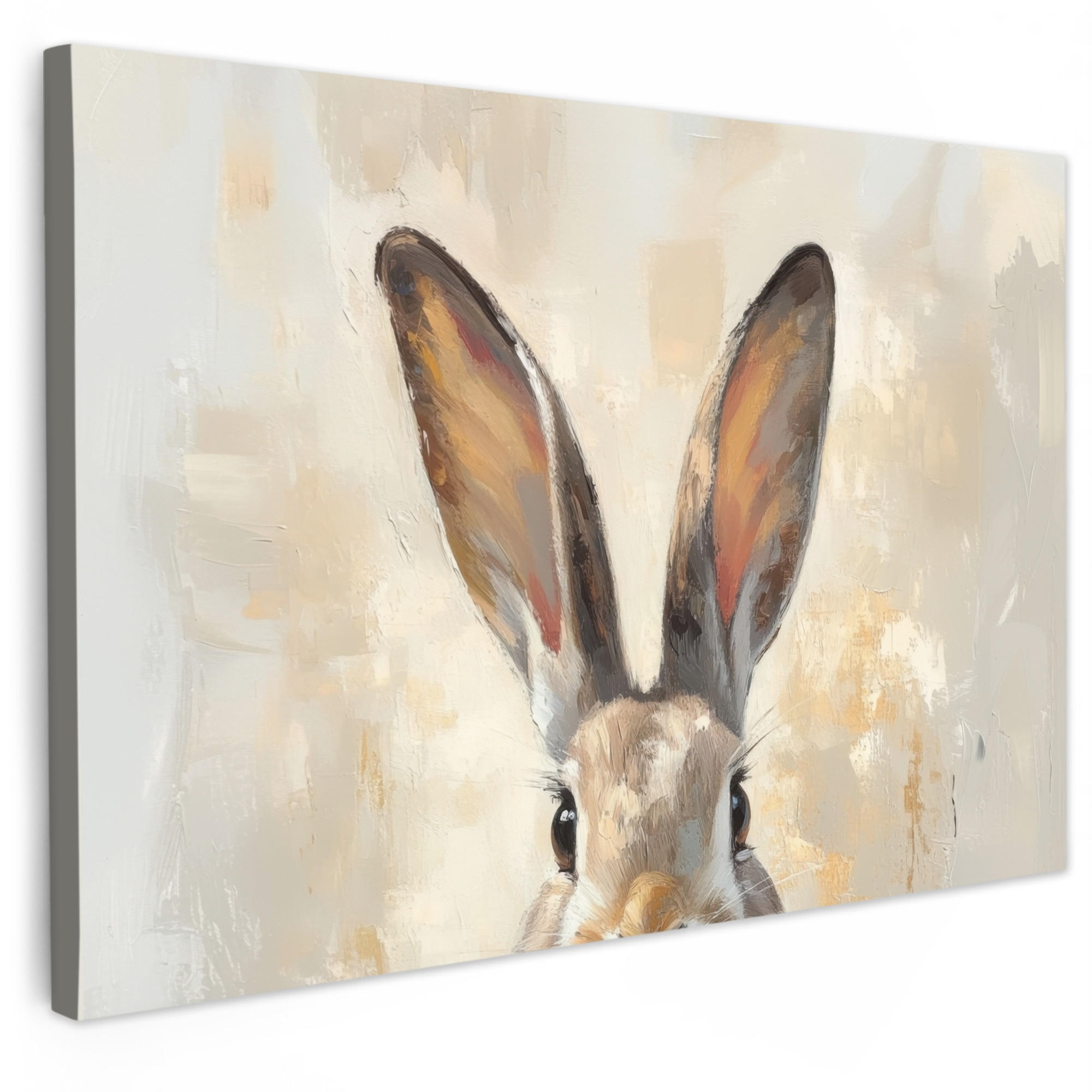 MuchoWow OBRAZ NA PLÁTNĚ Zajíc - Uši - hnědé 90x60 cm