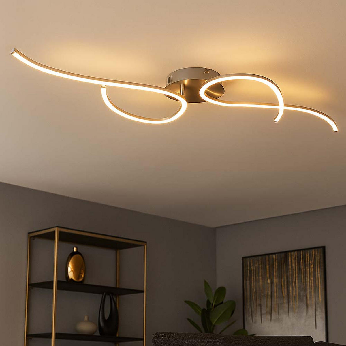 LED DECKENLEUCHTE Metall Silber TYLER - Silberfarben, Metall (128/38/9cm)