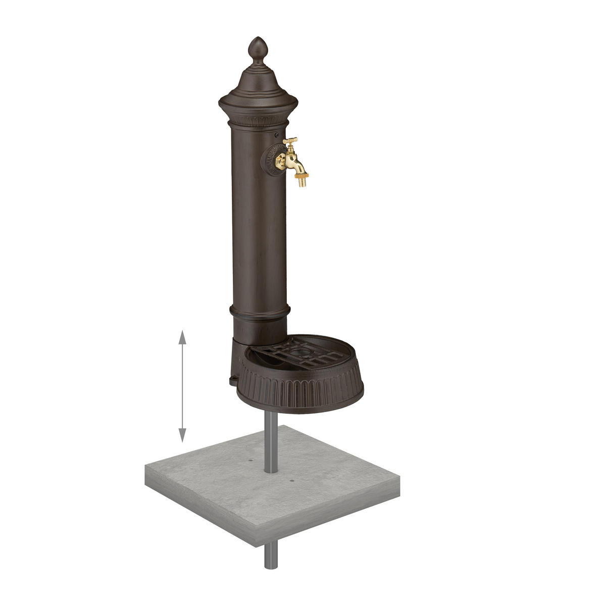 STANDBRUNNEN - Dunkelbraun, Metall (31/26/72cm) - Relaxdays