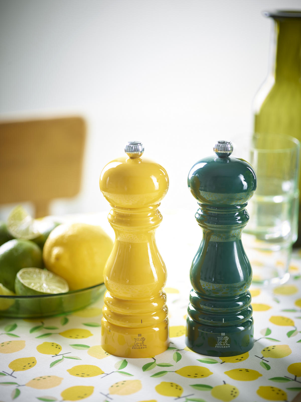 MÜHLENSET Paris uSelect 22cm Pfeffer- & Salzmühle Buchenholz Waldgrün/Safrangelb Stahlmahlwerk - Grün, Holz (5.9/22/5.9cm) - PEUGEOT