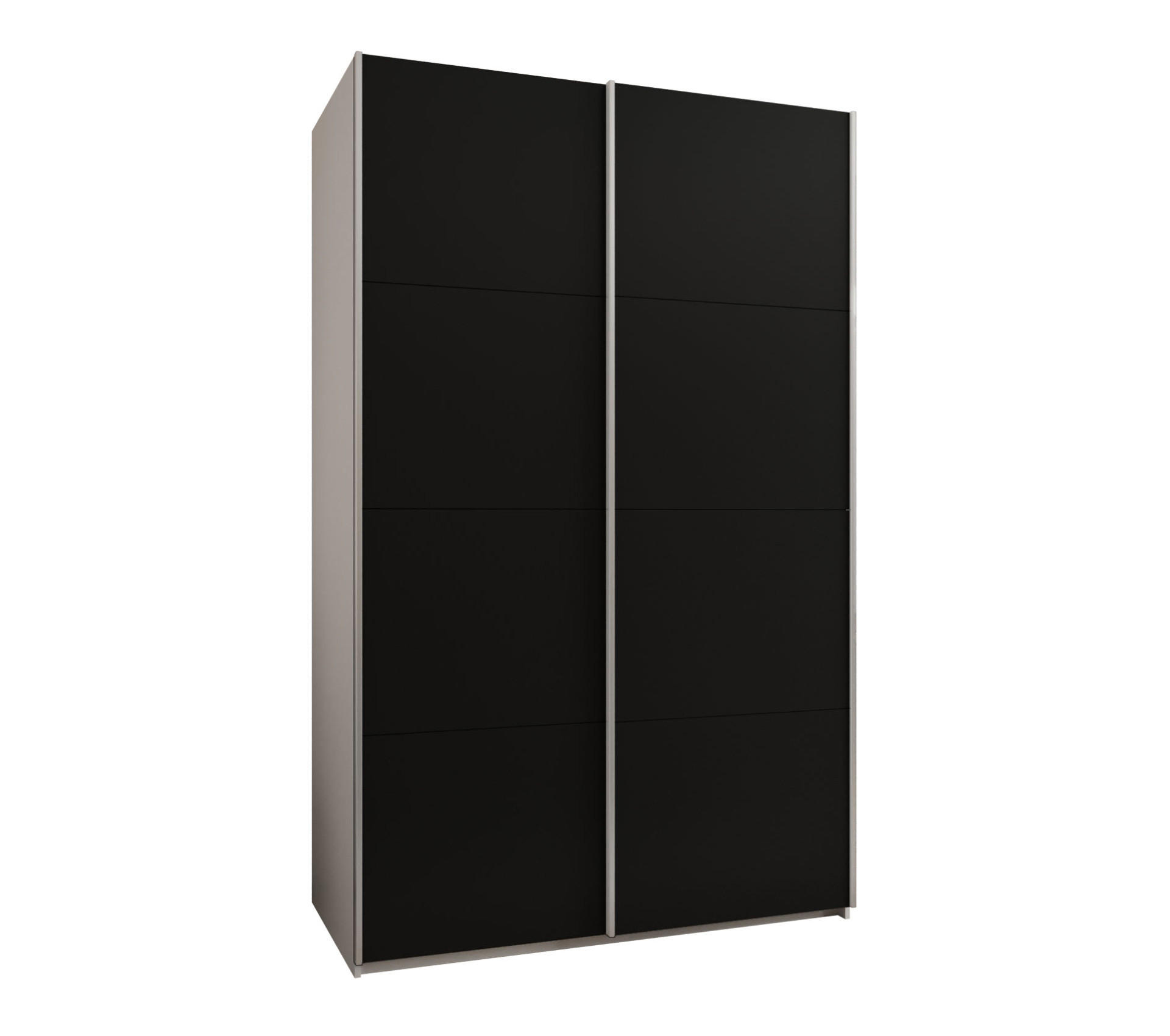 Abiks Möbel Schwebetürenschrank Weiß, Schwarz, Silber 160x245x64 cm