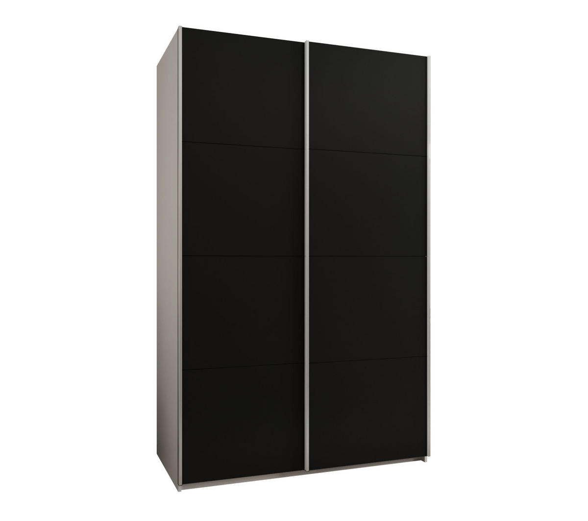 SCHWEBETÜRENSCHRANK 245,5/160/64 2-türig - Silberfarben/Schwarz, Holz/Metall (160/245/64cm) - Abiks Möbel