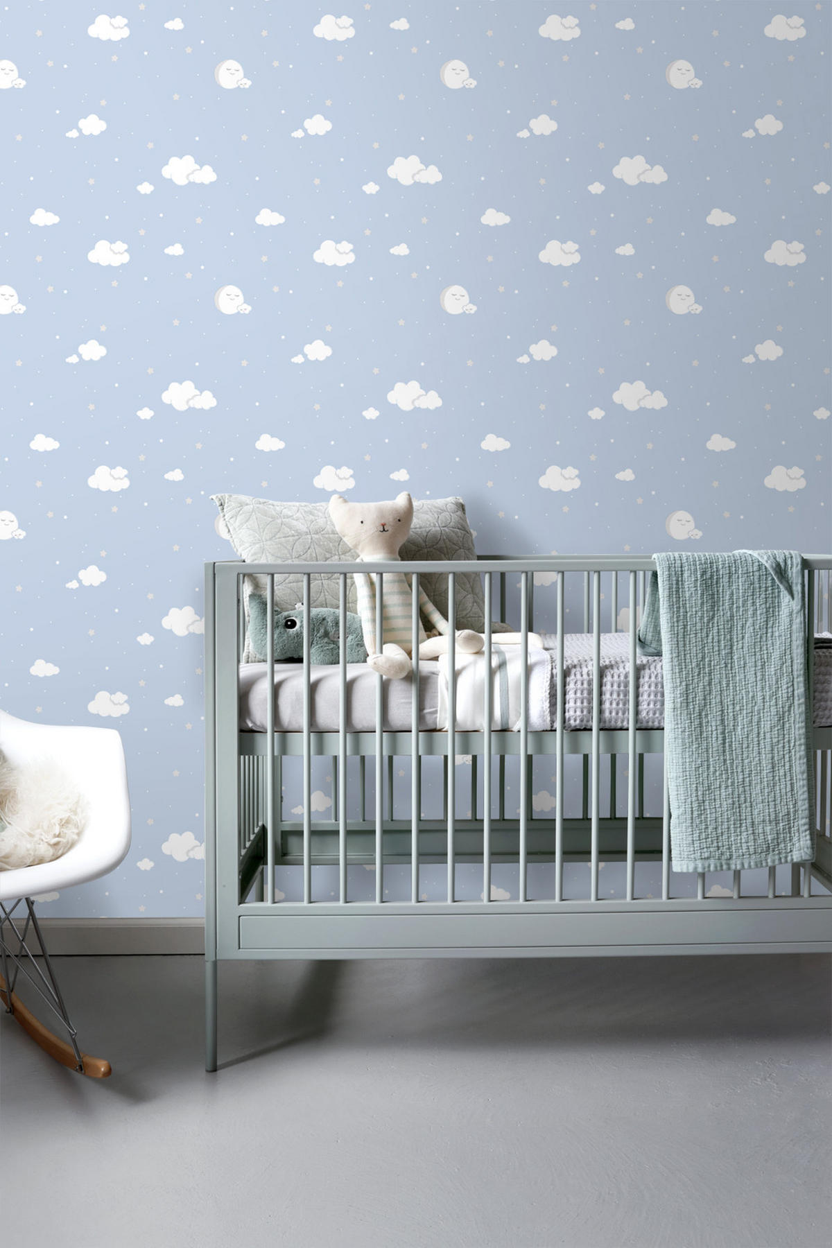 TAPETE kleine Wolken 53 cm x 10 m - Blau, Papier (53/0.1cm) - Sanders & Sanders