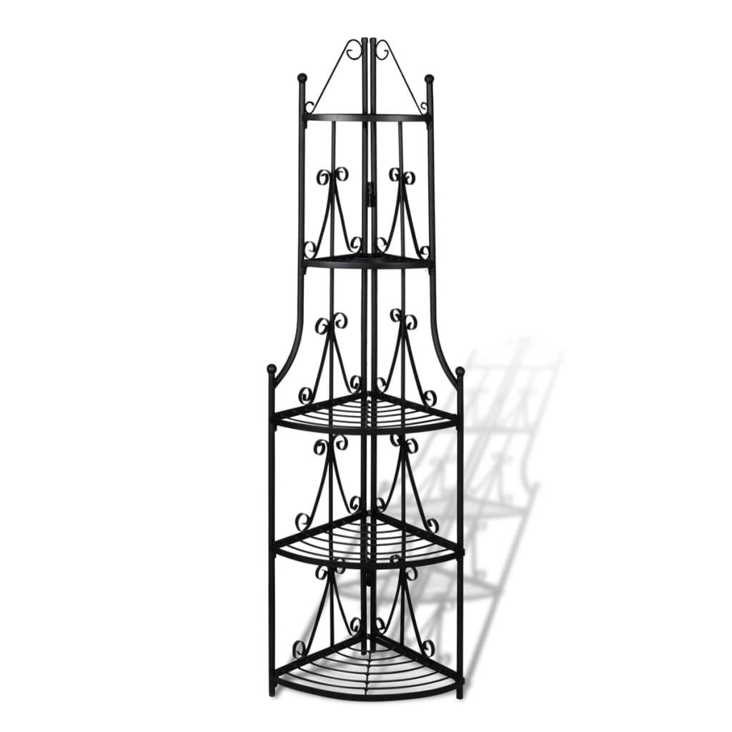 PFLANZENTREPPE Blumenregal Standregal Eckregal Schwarz - Schwarz, Metall (36/160/36cm) - vidaXL