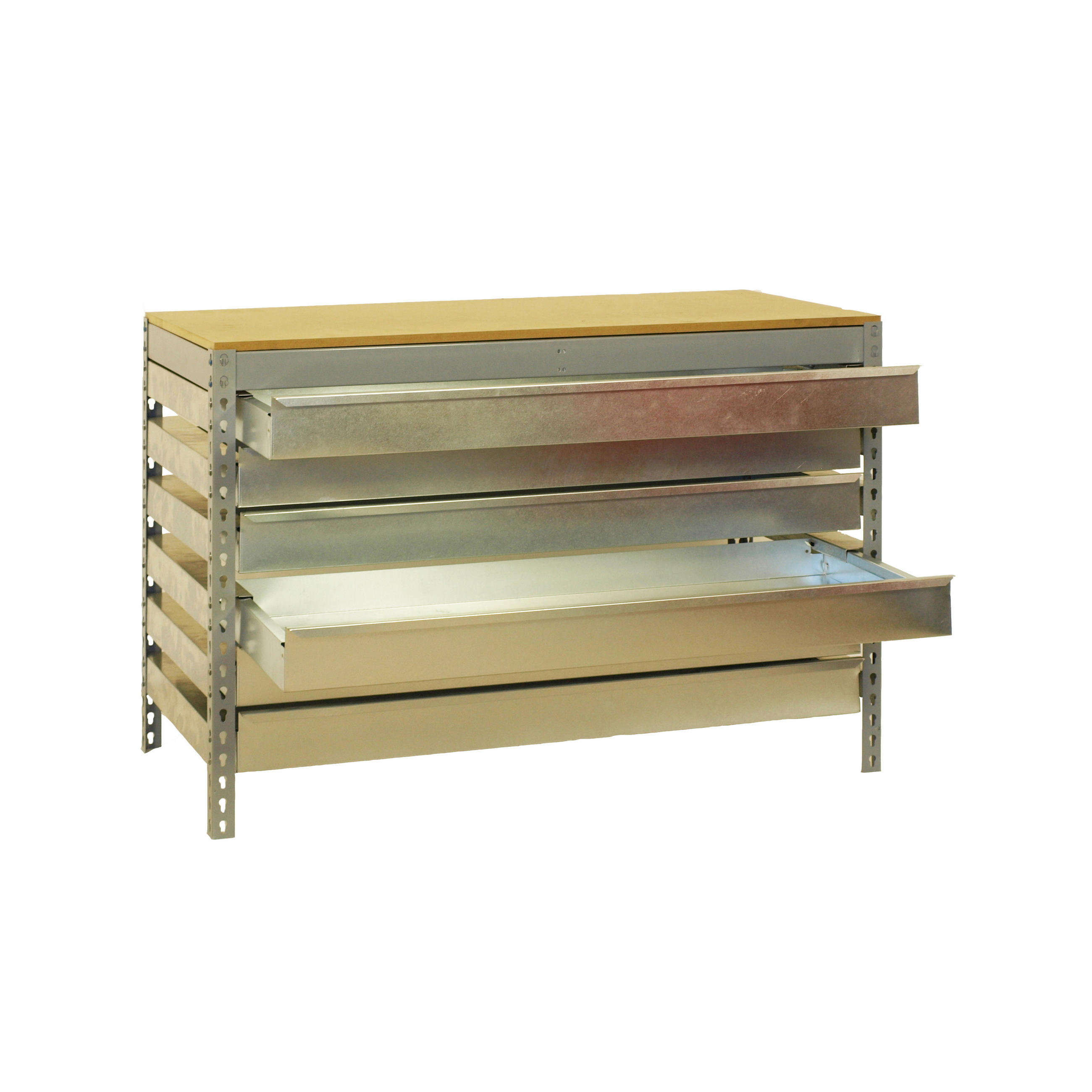 WERKBANK BUFFALO mit Schubfächern | HxBxT 84x90x61cm | Traglast 600kg | Grau - Grau, Metall (90/84/76cm) - PROREGAL