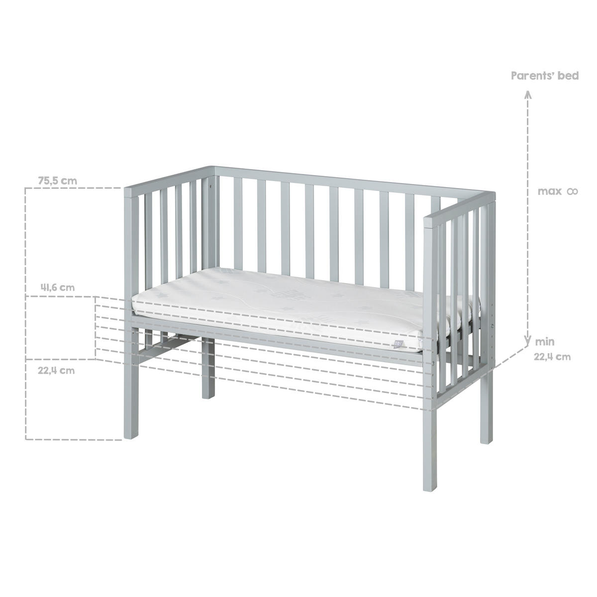 BEISTELLBETT 3in1 Set 90 x 45 cm - Taupe/Weiß, Holzwerkstoff (45/90cm) - Roba