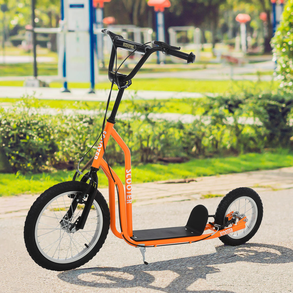 KINDERROLLER ab 5 jahre Scooter Cityroller Kinder Luftreifen verstellbar Orange - Orange, Metall (135/58/88cm) - HOMCOM