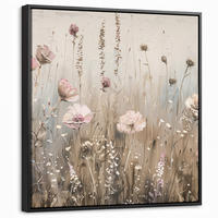 LEINWAND Bilder mit Rahmen - Blumen - Rosa - Modern - Beige - 50x50 - Beige, Textil (50/50cm) - MuchoWow