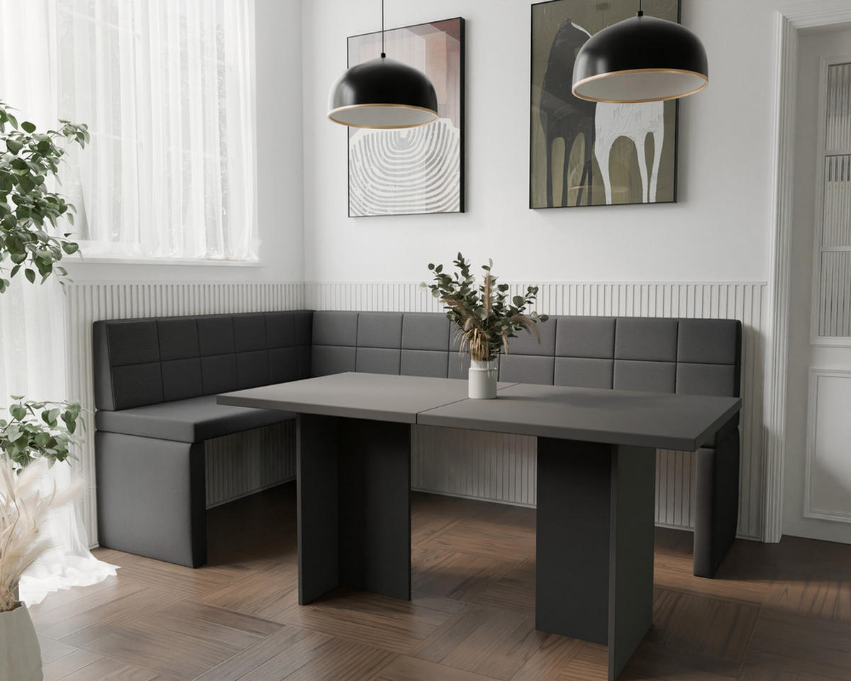 ECKBANK links MELVIN Kunstleder, 142/196 cm Anthrazit - Anthrazit, Holz/Kunststoff (142/196cm) - Idohome