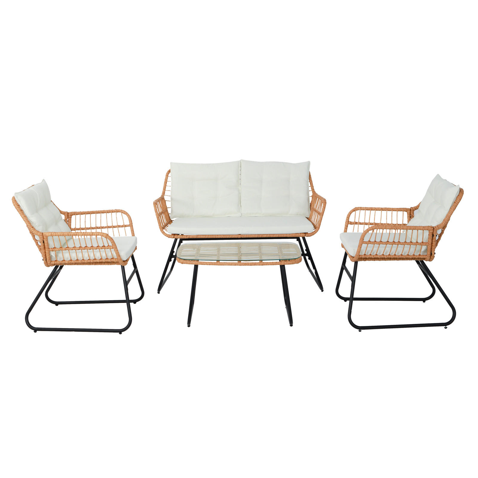 GARTENSET Capri Natur - Creme/Naturfarben, Kunststoff - SVITA
