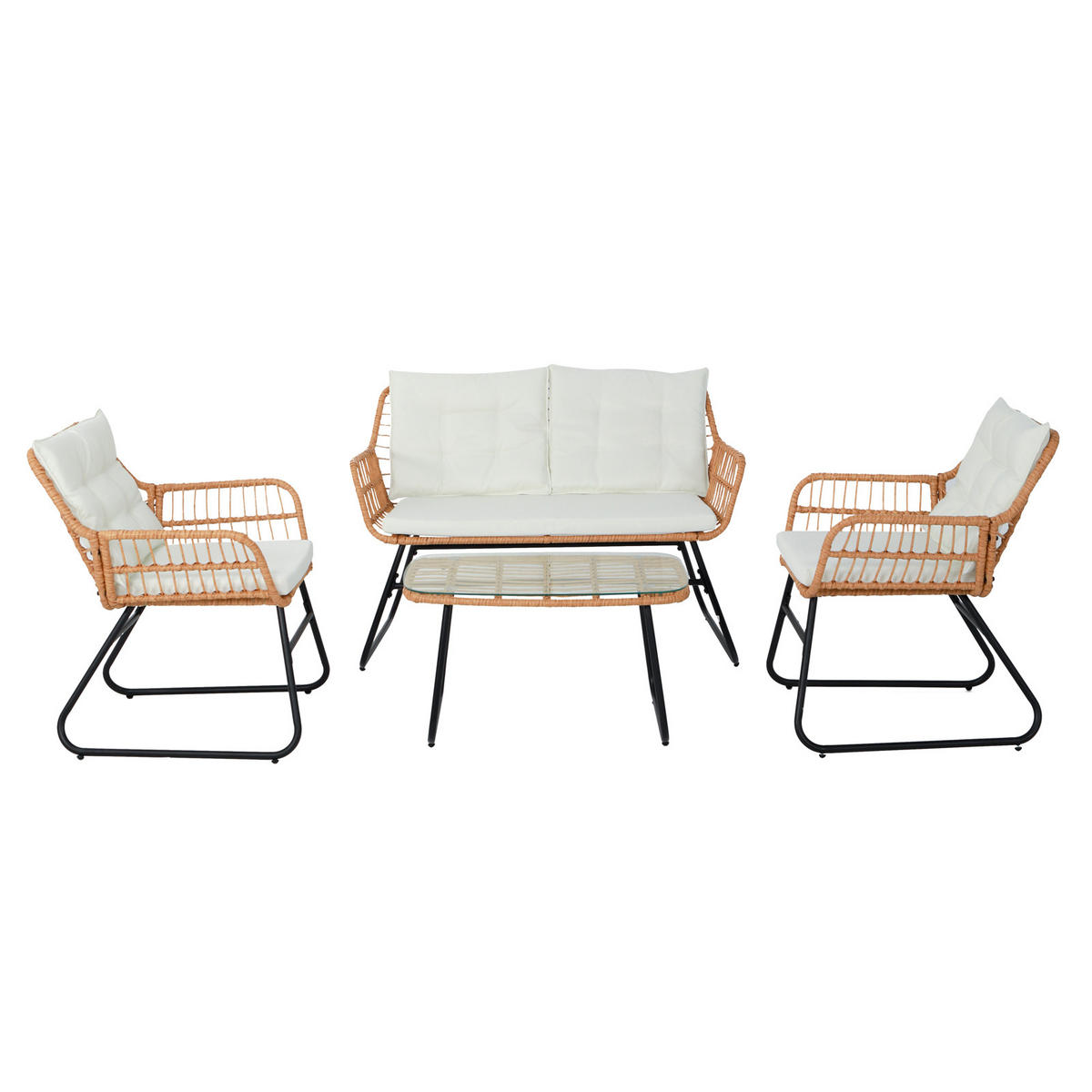 GARTENSET Capri Natur - Creme/Naturfarben, Kunststoff - SVITA