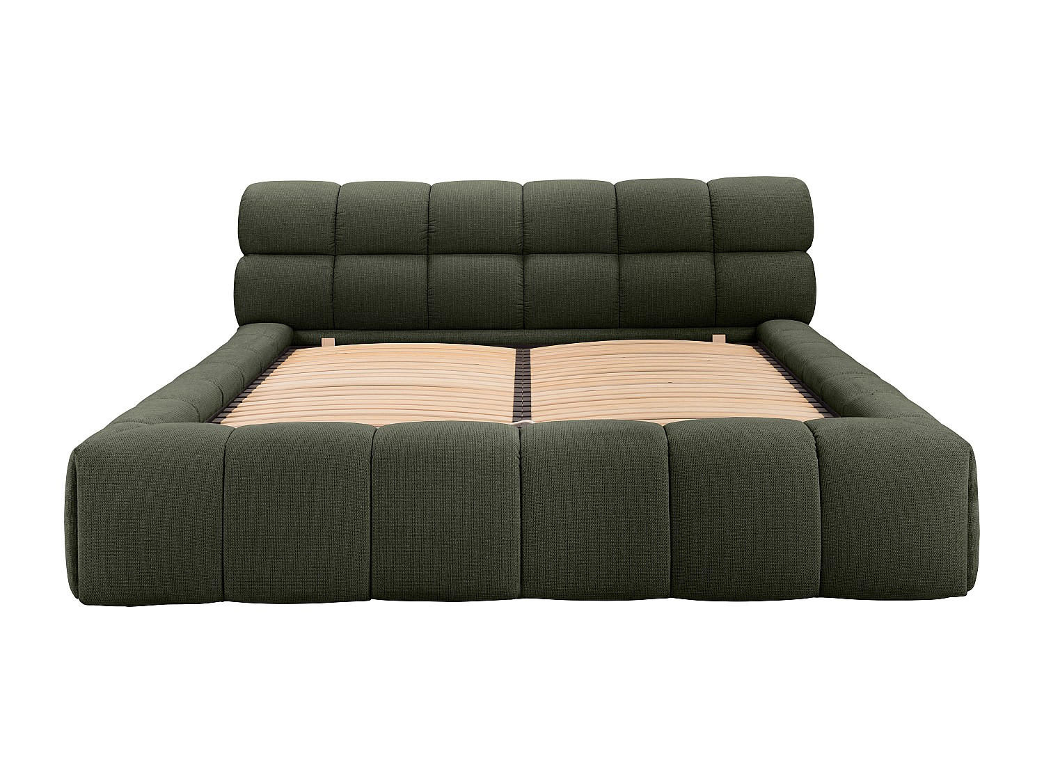 BETT mit Bettkasten - 2 Personen - Stoff - Grün - - Grün, Textil (160/200cm) - Vente-Unique