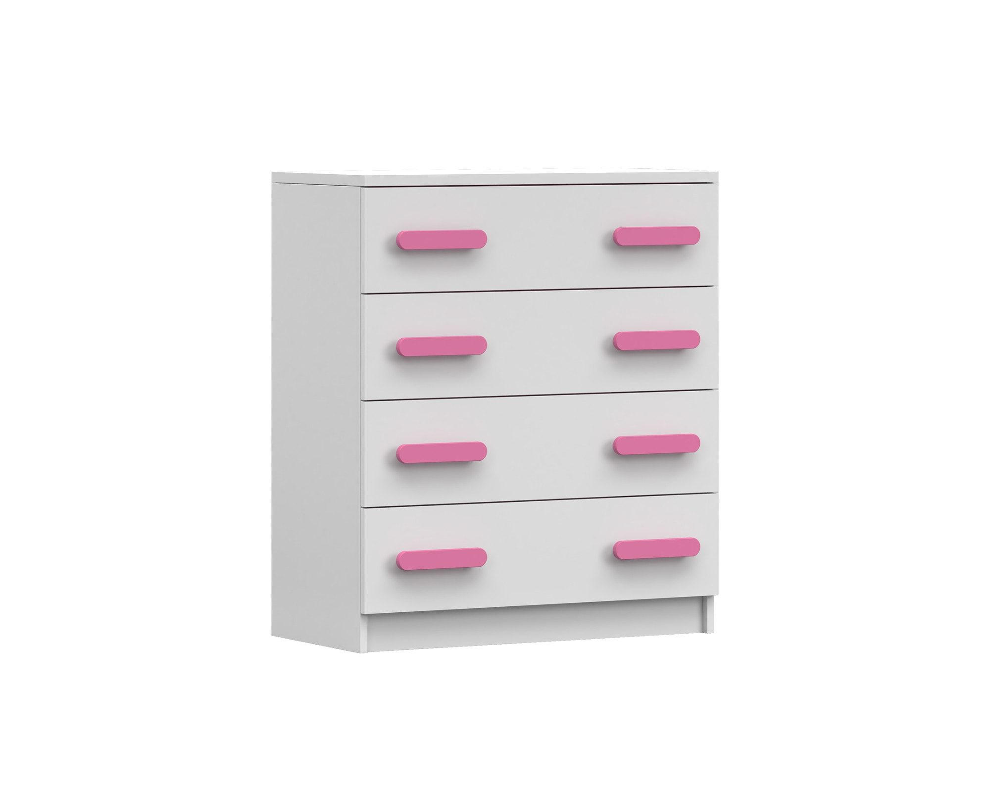 Deine Möbel 24 Kinderkommode Weiß, Rosa 80x90x40 cm