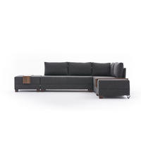 ECKSOFA mit rollbarer Schlaffunktion - Anthrazit/Walnussfarben, Holz/Textil (210/280cm) - myHomelando