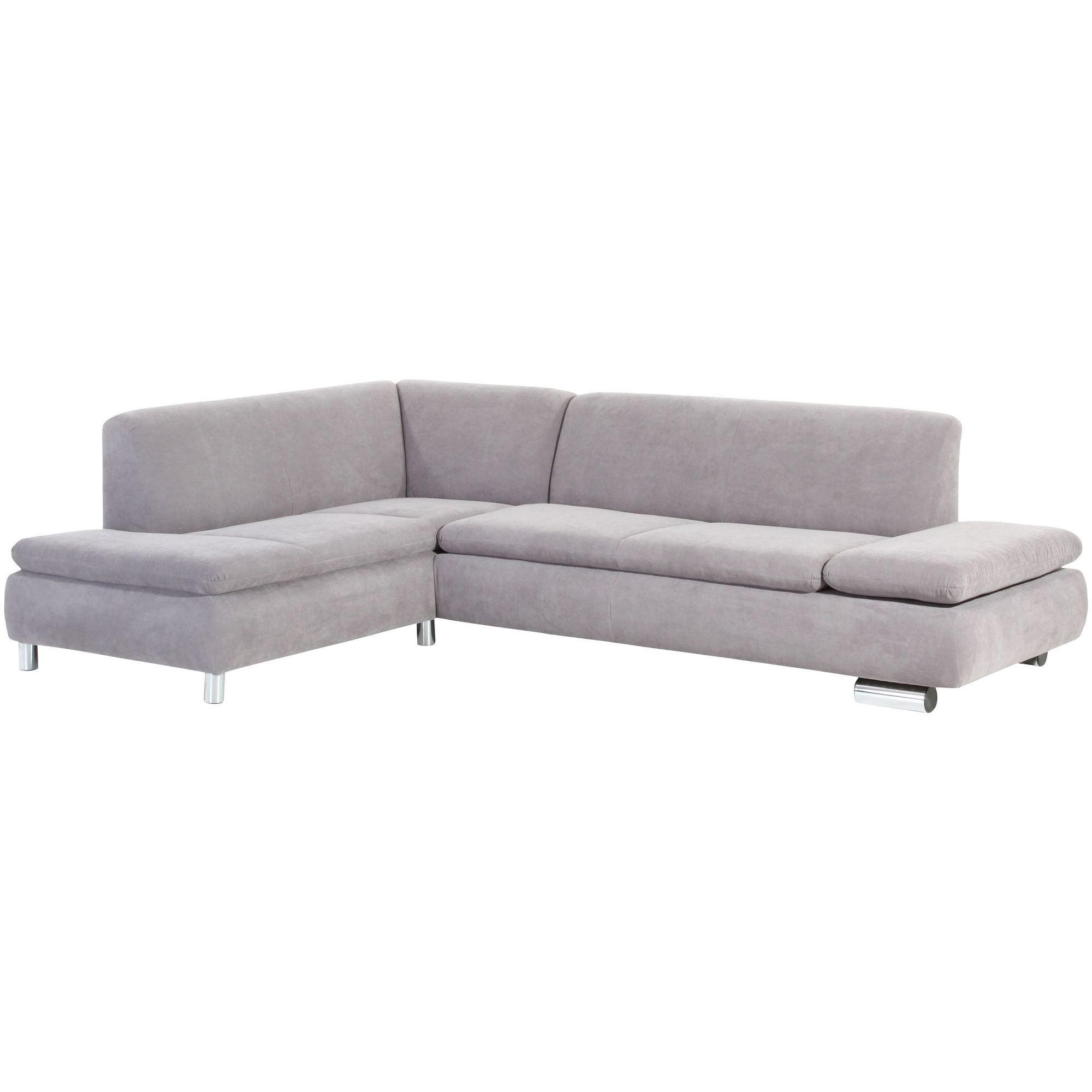 ECKSOFA mit Ottomane links Kaye Bezug Veloursstoff Metallfuß verchromt / silber - Grau, Kunststoff (190/270cm) - 58aufmkessel