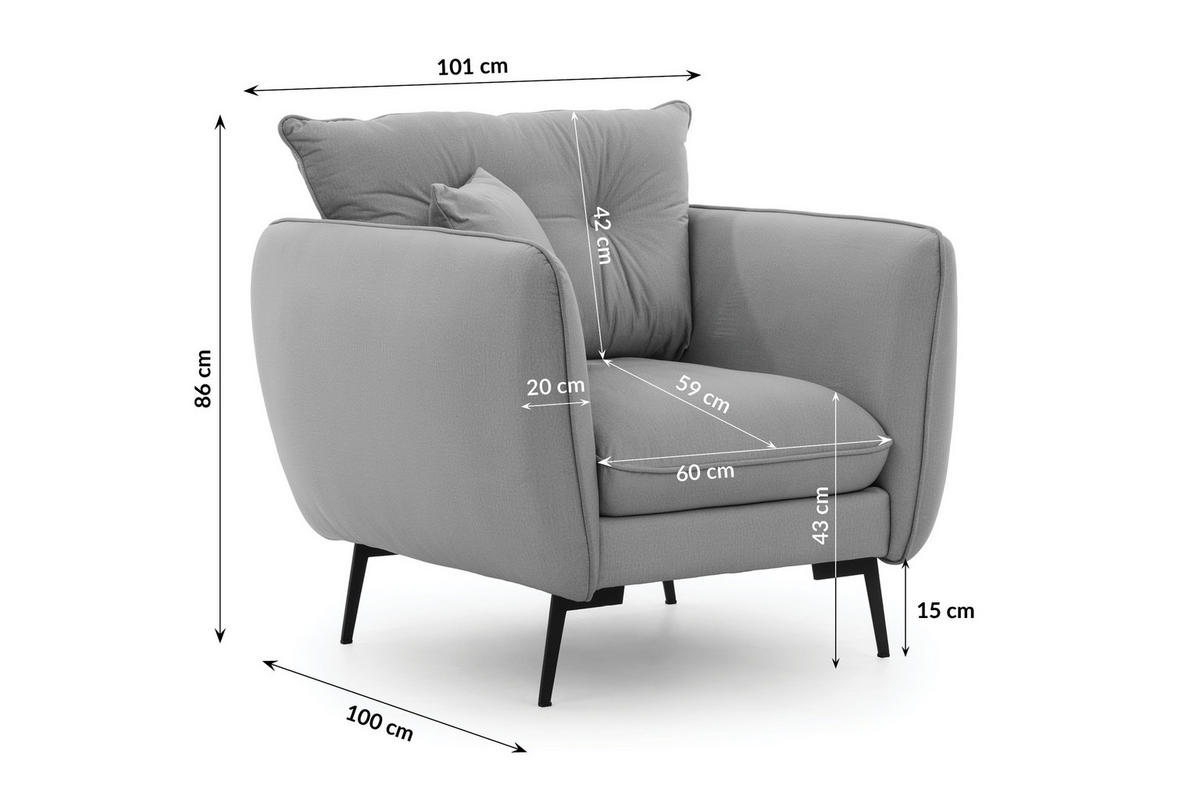 SITZGARNITUR 3+2+1 Nordloft Hellgrau Samt - Hellgrau/Schwarz, Holz/Textil (204/86/100cm) - S-Style Möbel