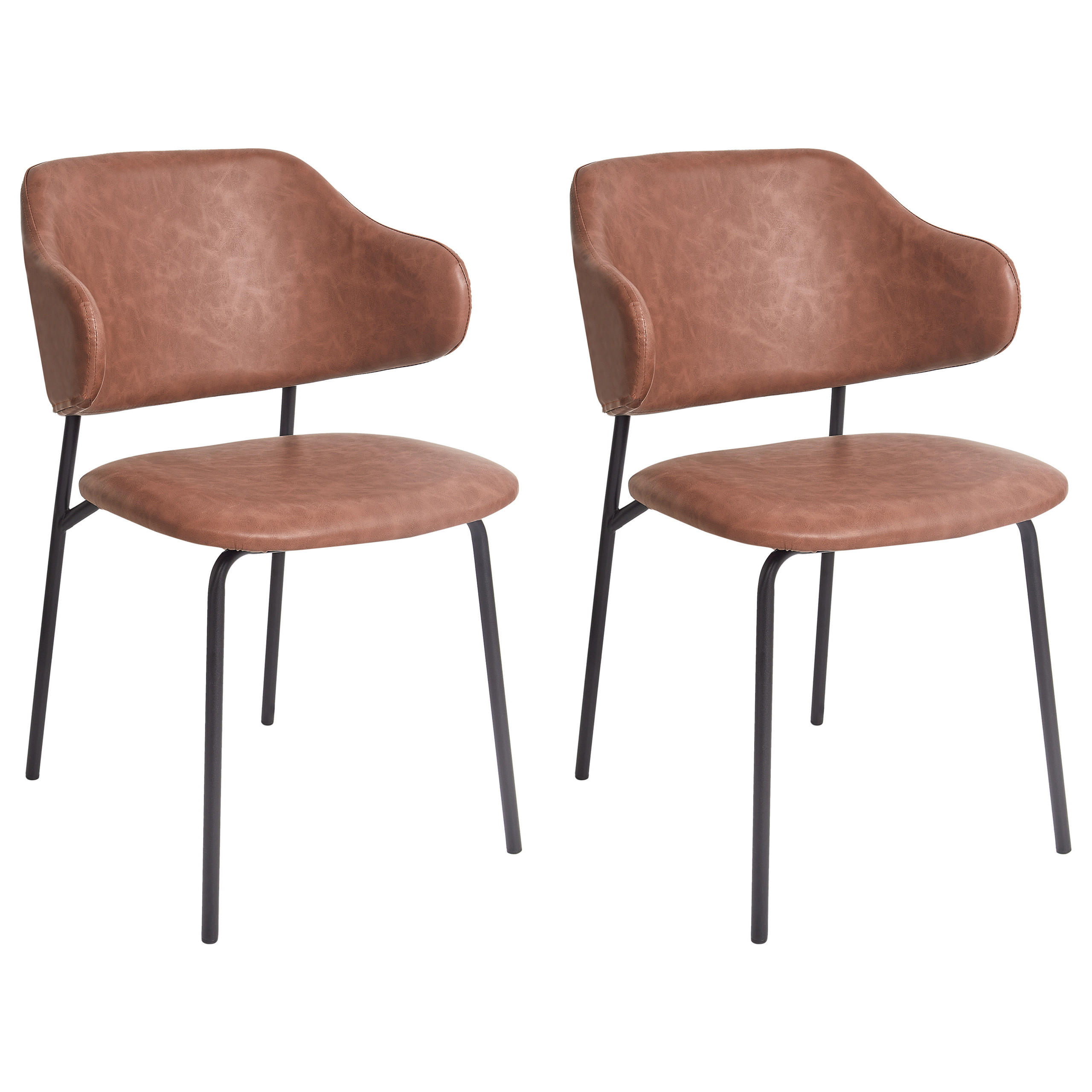 ESSZIMMERSTUHL 2er-Set Kunstleder Braun Kenai - Braun, Kunststoff (53/82/58cm) - Beliani